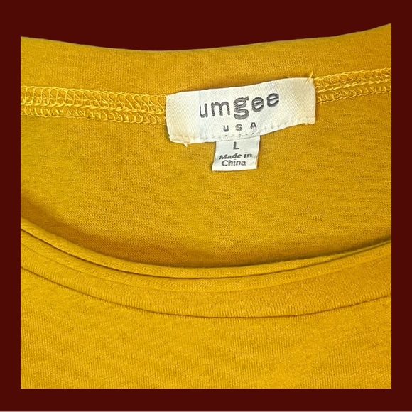 Umgee Large Mustard Yellow Puff Sleeve Top Boho Chic Cute Short Sleeve - Picture 3 of 4